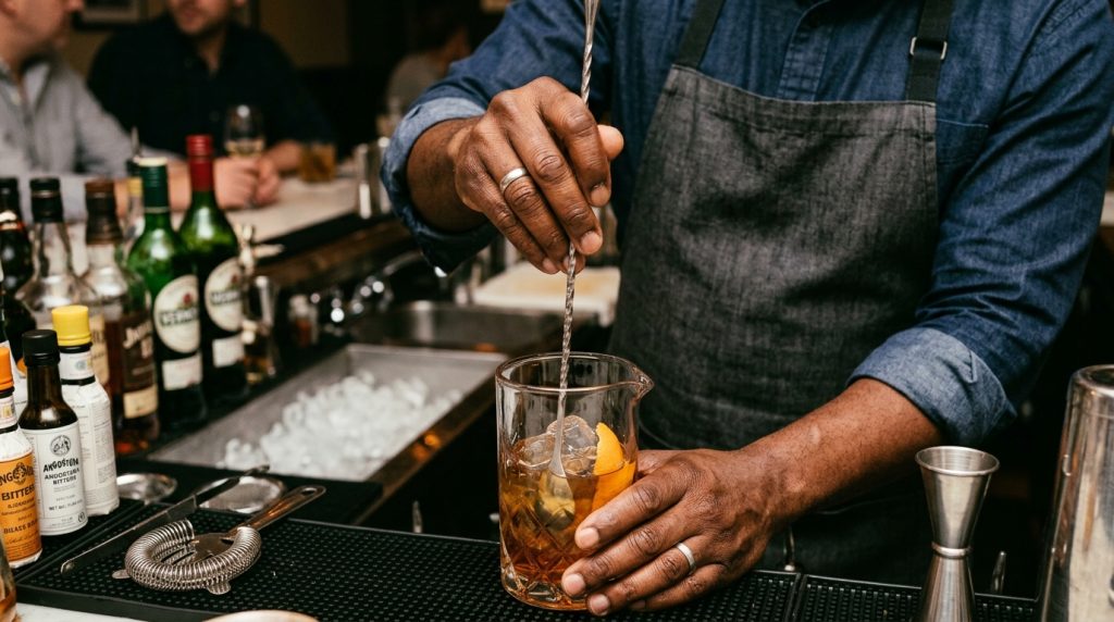 mixing drinks